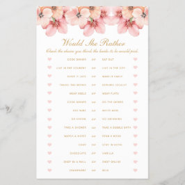 Pink Gold Floral Would She Rather Game Flyer