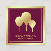 Pink Gold Foil Balloons Party Event Plane Quadratische Visitenkarte (Vorderseite)