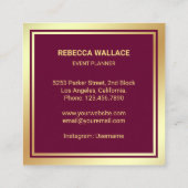 Pink Gold Foil Balloons Party Event Plane Quadratische Visitenkarte (Rückseite)