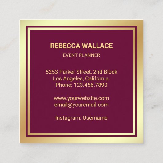 Pink Gold Foil Balloons Party Event Plane Quadratische Visitenkarte (Rückseite)