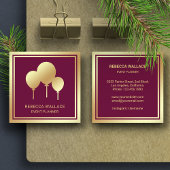 Pink Gold Foil Balloons Party Event Plane Quadratische Visitenkarte