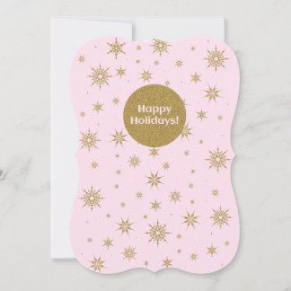 Pink & Gold Foil Frohsinn Urlaub mit Schneeflocken Feiertagskarte
