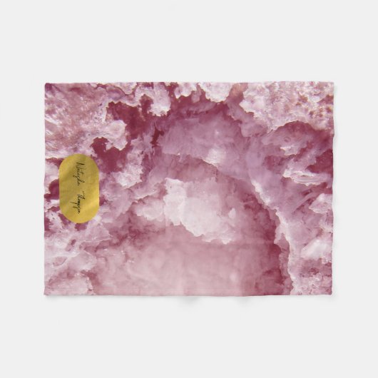 Pink Gold Foil Sea Crystals Signature Script Fleecedecke (Vorderseite (Horizontal))