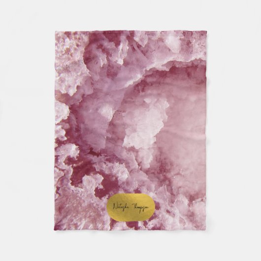 Pink Gold Foil Sea Crystals Signature Script Fleecedecke (Vorderseite)