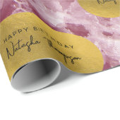 Pink Gold Foil Sea Crystals Signature Script Geschenkpapier (Rolleneckpunkt)