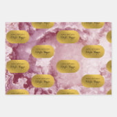 Pink Gold Foil Sea Crystals Signature Script Geschenkpapier Set (Vorderseite 3)