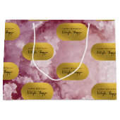 Pink Gold Foil Sea Crystals Signature Script Große Geschenktüte (Vorderseite)