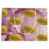 Pink Gold Foil Sea Crystals Signature Script Große Geschenktüte (Rückseite)