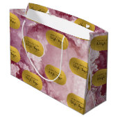 Pink Gold Foil Sea Crystals Signature Script Große Geschenktüte (Rückseite Schrägansicht)