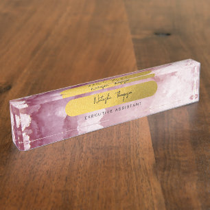 Pink Gold Foil Sea Crystals Signature Script Namensplakette