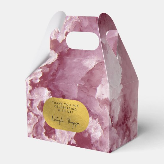 Pink Gold Foil Sea Crystals Signature Vielen Dank Geschenkschachtel (Vorderseite)