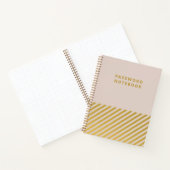 Pink Gold Foil Stripes Feminée Passwort Notebook Notizblock (Innenseite)