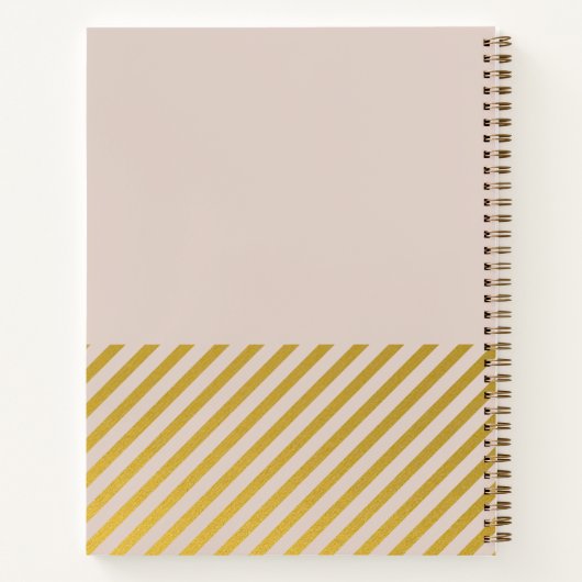Pink Gold Foil Stripes Feminée Passwort Notebook Notizblock (Rückseite)