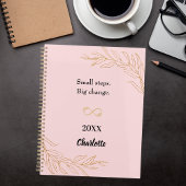 Pink gold foliage motivational quote 2026 planer
