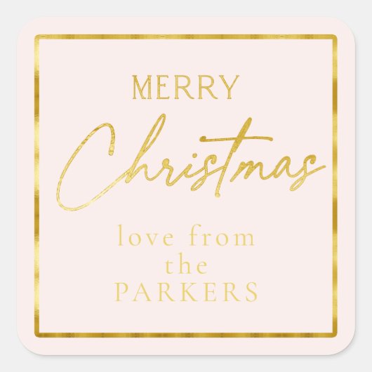 Pink Gold Frohe Weihnachts-ID1009 Quadratischer Aufkleber (Vorderseite)