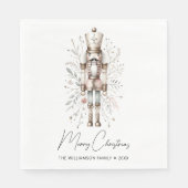 Pink & Gold Frohe WeihnachtsNutcracker Serviette (Vorderseite)