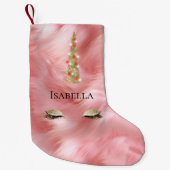 Pink Gold Fur Sparkle Glam Einhornleuchten Kleiner Weihnachtsstrumpf (Vorderseite)