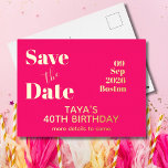 Pink Gold Geburtstag Save the Date Folie Einladungspostkarte<br><div class="desc">Eine einfache moderne Goldfolie Save the Date Einladung Postcard Verändern Sie die Informationen einfach für sich. Modernes Rosa und Gold.</div>