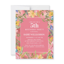 Pink Gold Gelb Blauer Girl's 5. Geburtstag