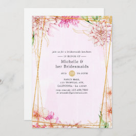 Pink & Gold Geometric Bridesmaids Luncheon Einladung
