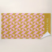 Pink Gold Geometric Shapes Personalisiert Strandtuch (Vorderseite)