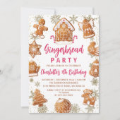 Pink Gold Gingerbrot Cookie Dekorieren Geburtstag Einladung (Vorderseite)