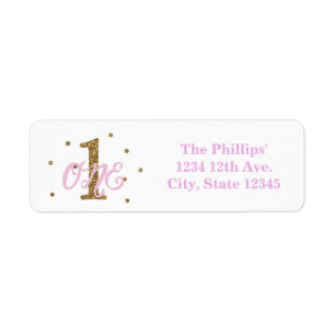 Pink & Gold Girl EIN 1. Geburtstagsparty-Einladung