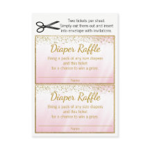 Pink Gold Girls Windel-Raffle-Tickets