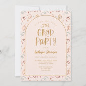 Pink Gold Girly Hand Drawn Confetti Grad Party Einladung (Vorderseite)