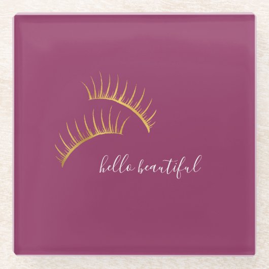 Pink Gold Glam Eyelashes Glasuntersetzer (Vorderseite)