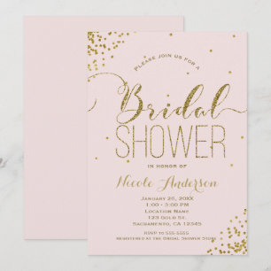 Pink & Gold Glam Glitter-Ecken BRAUTSHOWER Einladung