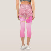 Pink Gold Glam Glitzer Bling Trendy Capri Leggings (Rückseite)