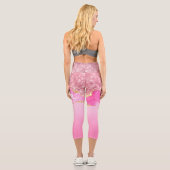 Pink Gold Glam Glitzer Bling Trendy Capri Leggings (Rückseite)