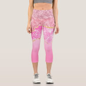 Pink Gold Glam Glitzer Bling Trendy Capri Leggings (Vorderseite)