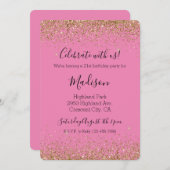 Pink Gold Glam Glitzy Sparkle Glitzer Einladung (Vorne/Hinten)