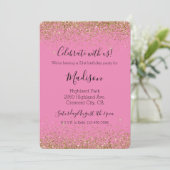 Pink Gold Glam Glitzy Sparkle Glitzer Einladung (Stehend Vorderseite)