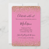 Pink Gold Glam Glitzy Sparkle Glitzer Einladung (Vorderseite)