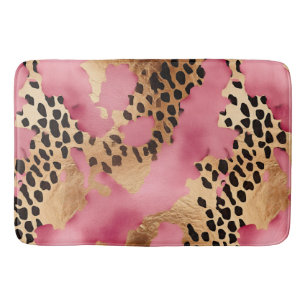 Pink Gold Glam Leopard Badematte