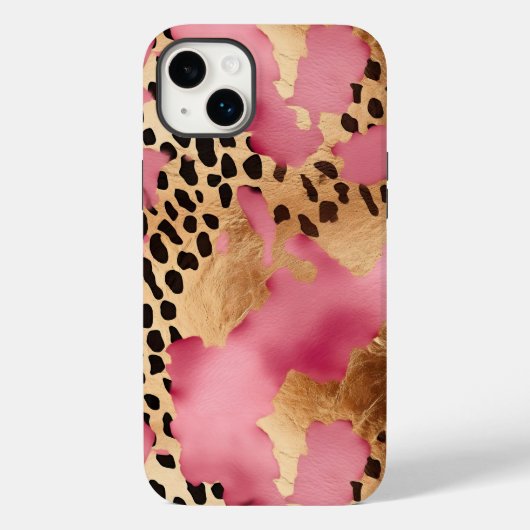 Pink Gold Glam Leopard Case-Mate iPhone Hülle (Rückseite)