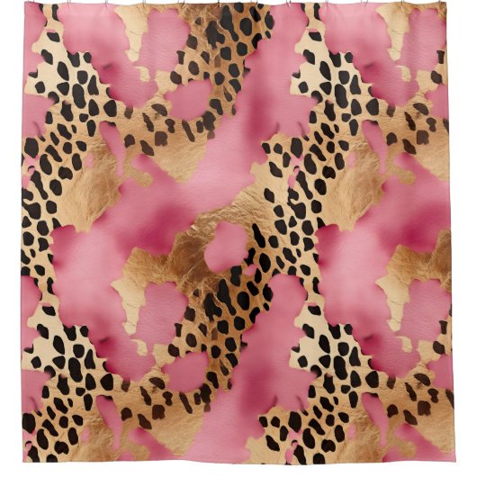 Pink Gold Glam Leopard Duschvorhang (Vorderseite)