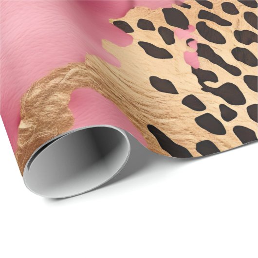 Pink Gold Glam Leopard Geschenkpapier (Rolleneckpunkt)