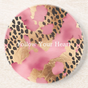 Pink Gold Glam Leopard Getränkeuntersetzer