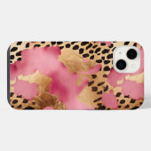 Pink Gold Glam Leopard iPhone Hülle (Rückseite (Horizontal))