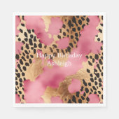 Pink Gold Glam Leopard Serviette (Vorderseite)
