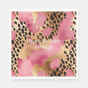 Pink Gold Glam Leopard Serviette