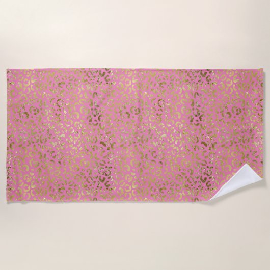 Pink Gold Glam Leopard Strandtuch (Vorderseite)