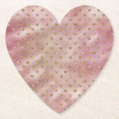 Pink Gold Glam Ombre Gold Glitzer Hearts Untersetzer (Vorderseite)