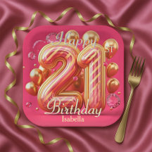 Pink & Gold Glitter Drip 21st Birthday Celebration