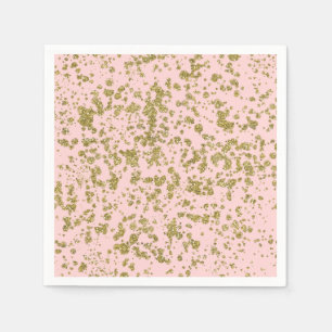 Pink & Gold Glitter Girly Glam Modern Splatter Serviette