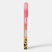 Pink Gold Glitter Leopard Print Monogrammed Name Case-Mate iPhone Hülle (Rückseite / Rechts)